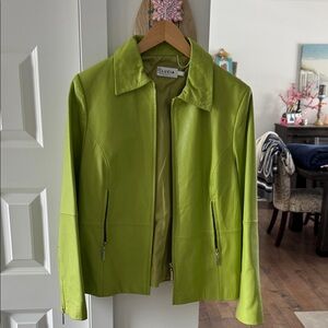 Lucia Women's Lime Green Leather Jacket size 10